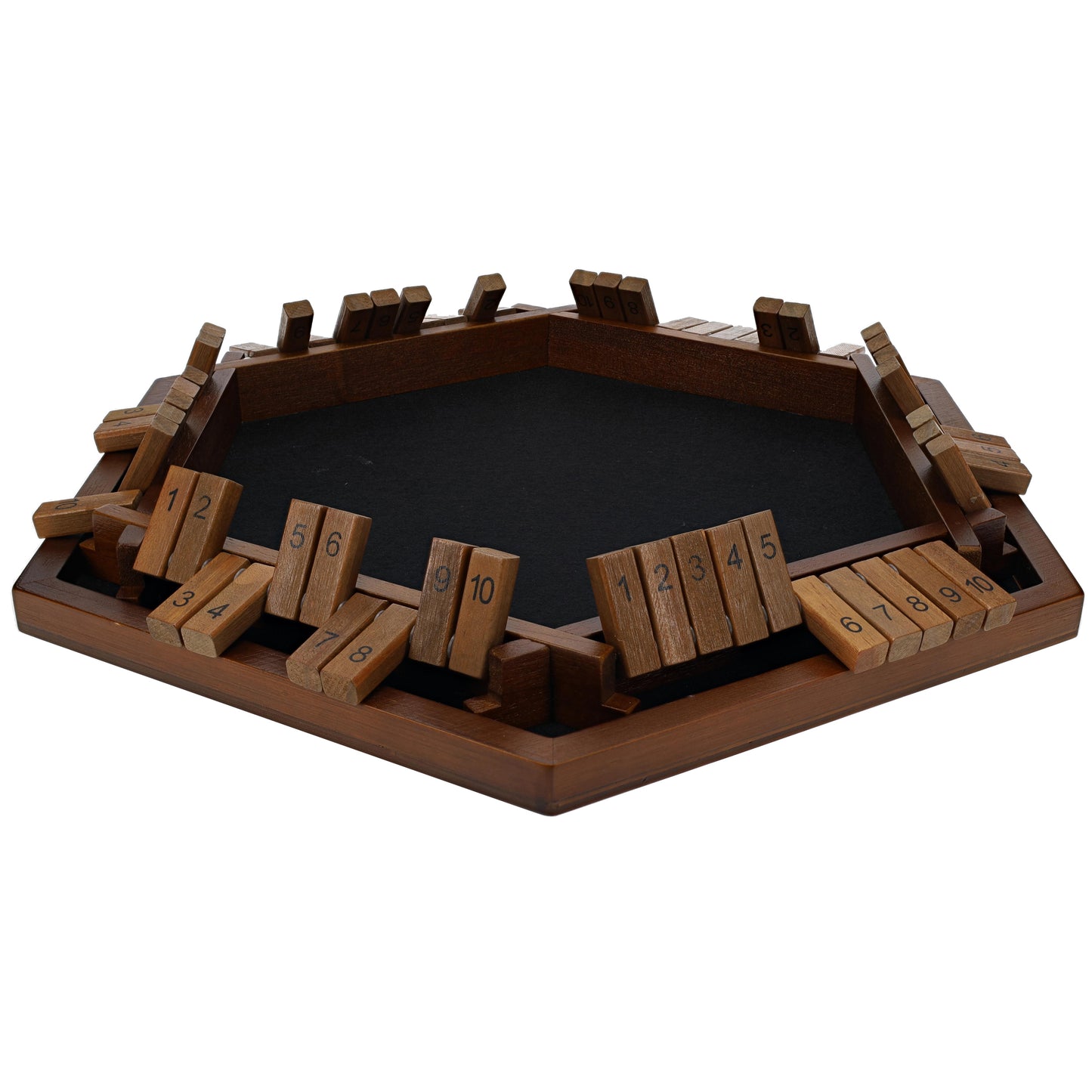 Pacific Shore Games 6 Player 14 in. Shut The Box Board Game, Wood