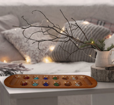 Mancala Board Game with Walnut Stain - 22 in.
