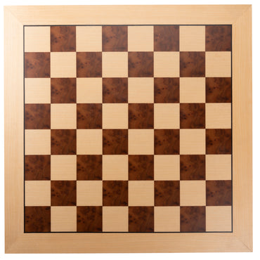 Natural Camphor & Burl Wood Chess Board with Black Border - 19 inches