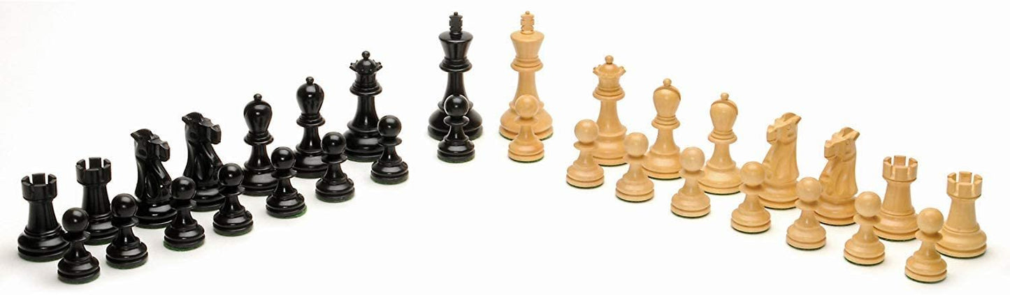 32 Grand English style chessmen. 16 Black Stained and 16 Kari Wood.