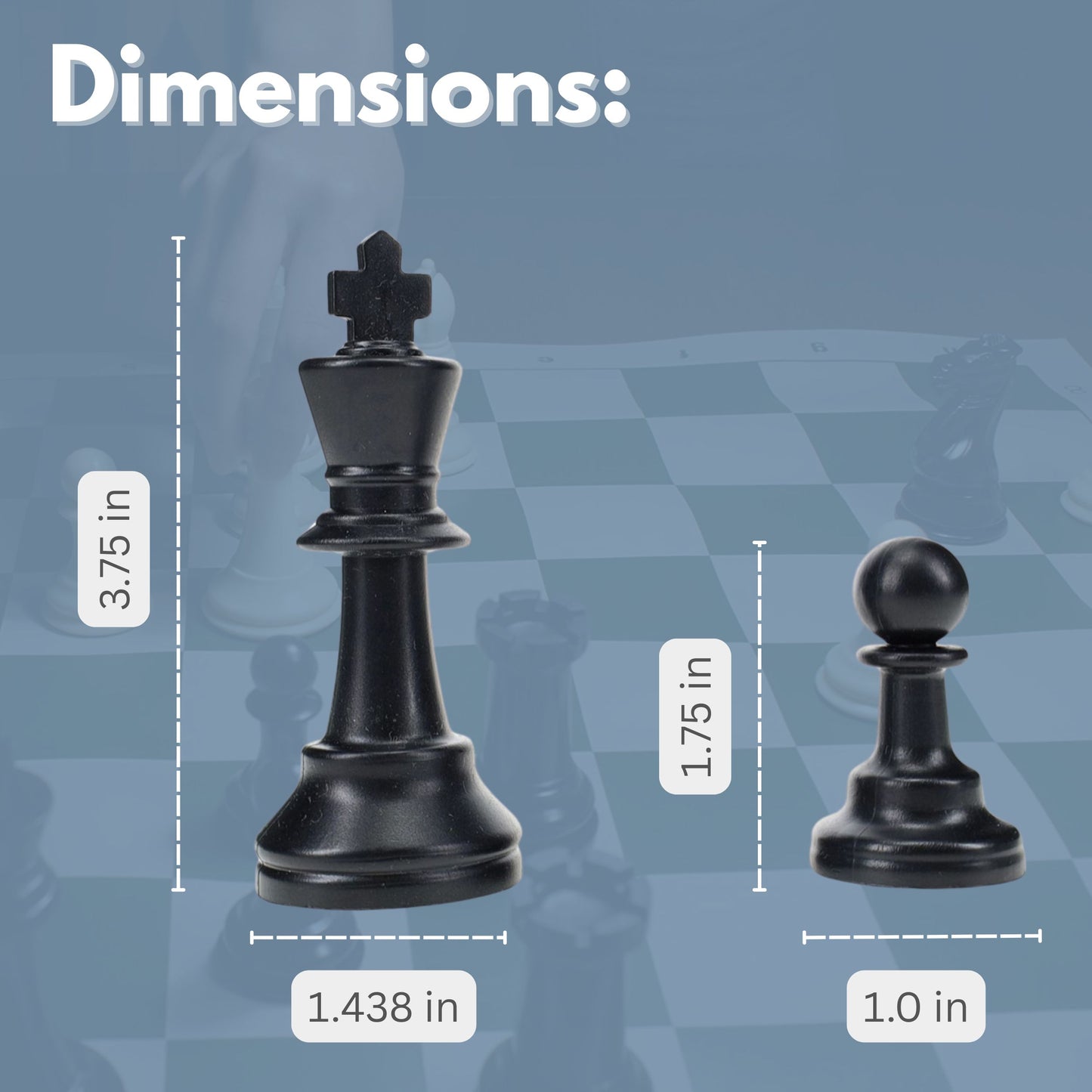 Plastic Staunton Tournament Chess Pieces, 3.75 in King