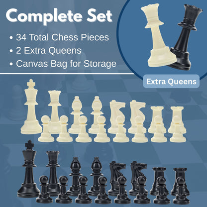 Weighted Plastic Staunton Chess Pieces, 3.75 in King