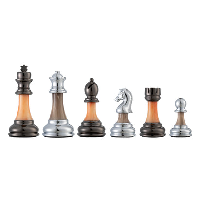 Bobby Fischer Metal & Acrylic Chess Pieces, 3.5 inch king