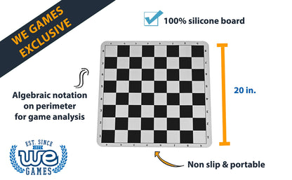 WE Games The Original 100% Silicone Tournament Chess Mat - 20 Inch Board