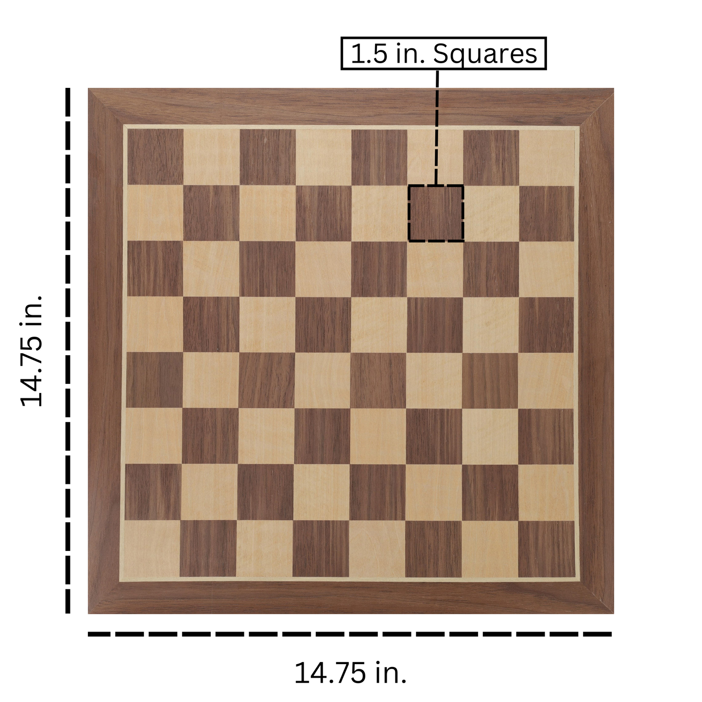 WE Games Classic Walnut Chess Board - 14.75 in.