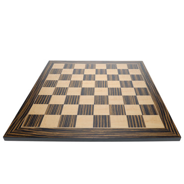 WE Games Deluxe Chess Board, Zebra & Natural Wood 19 in