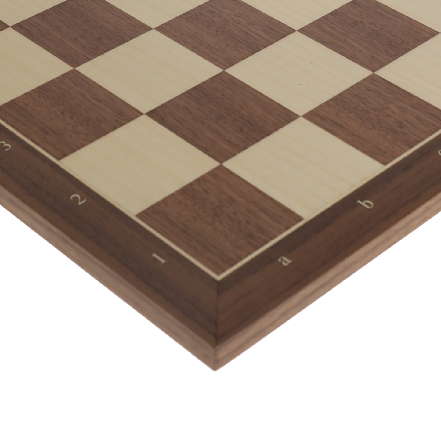 Walnut and Sycamore Wooden Chess Board with Algebraic Notation - 21.25 in.