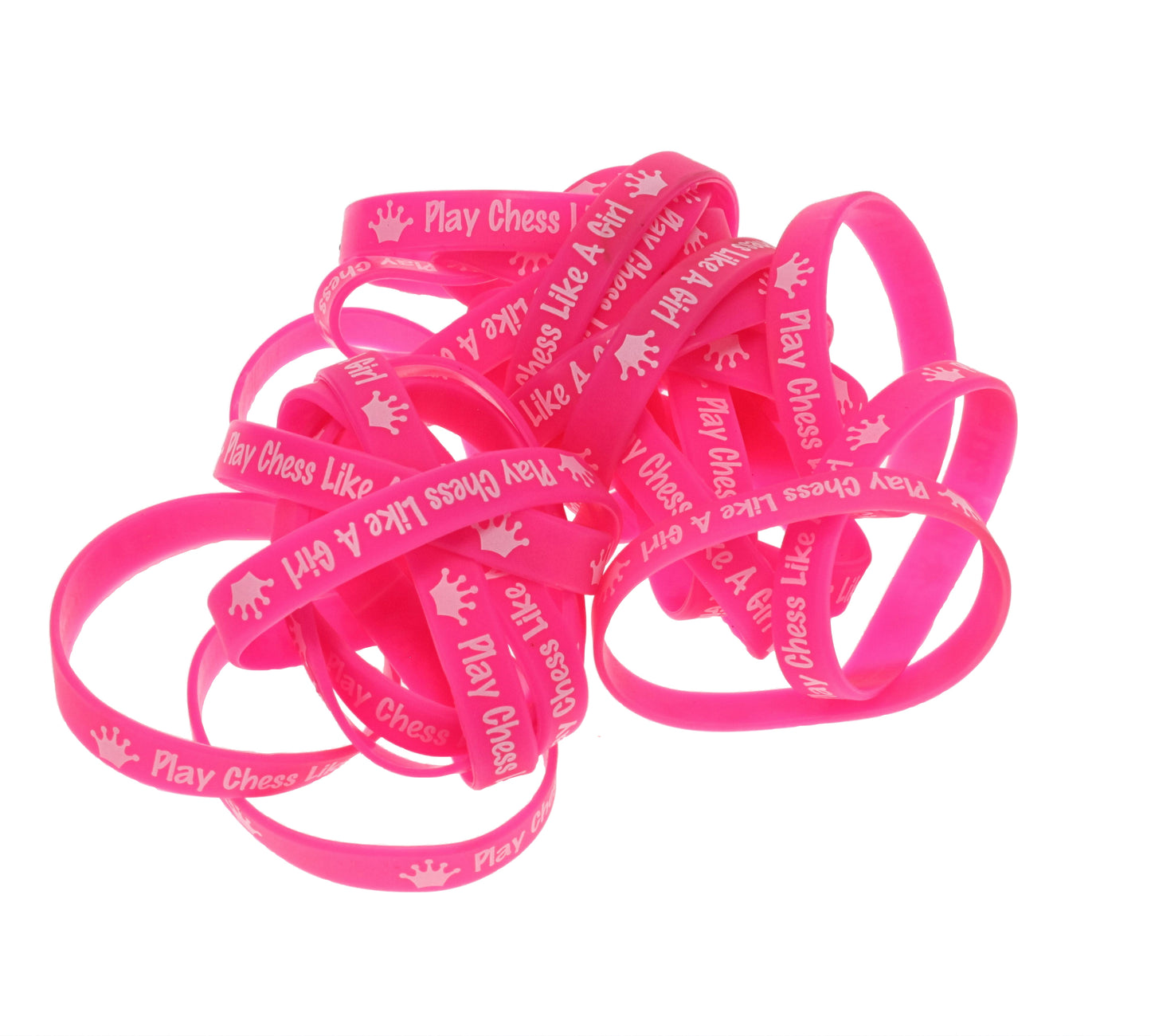 WE Games Silicone Pink Wristbands - Bulk Pack of 25