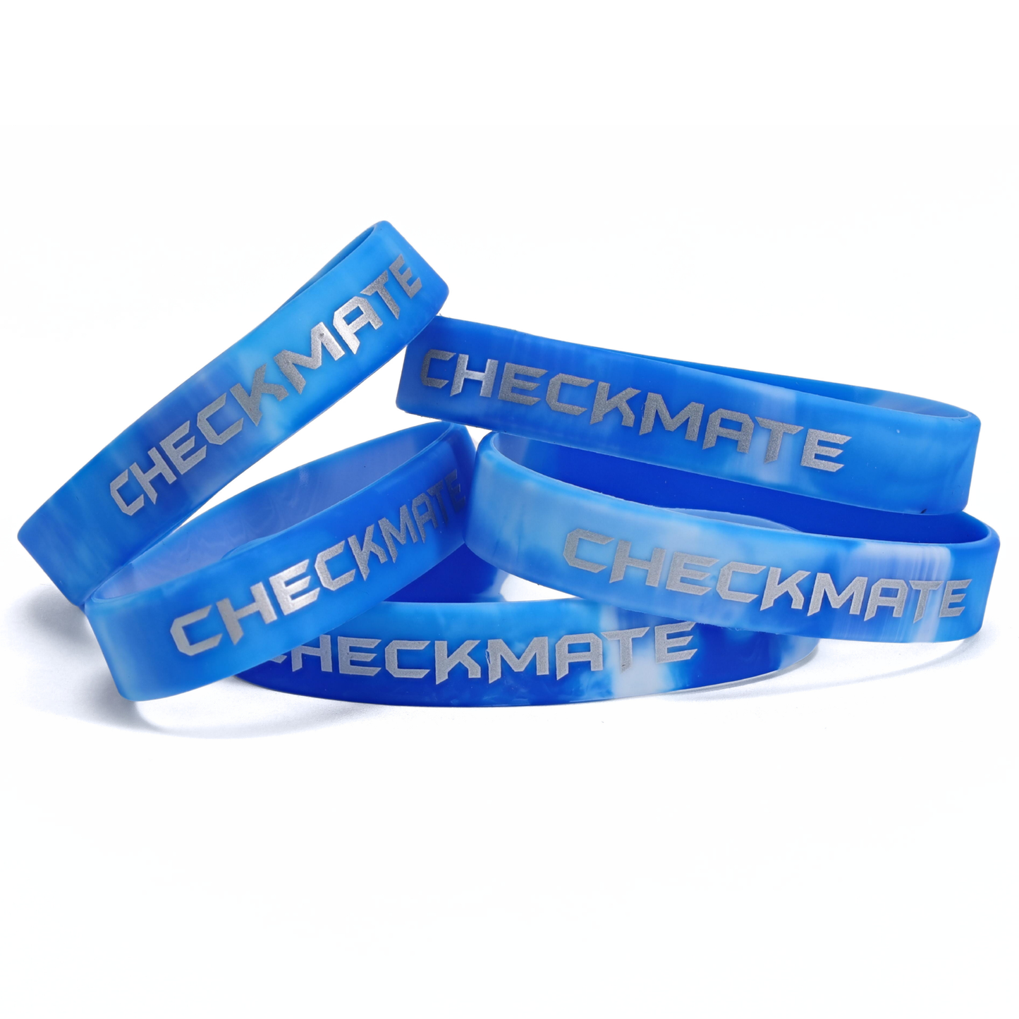 WE Games Silicone Checkmate Wristbands - Bulk Pack of 25 Assorted Colors