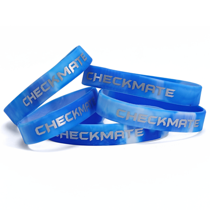 WE Games Silicone Checkmate Wristbands - Bulk Pack of 25 Assorted Colors