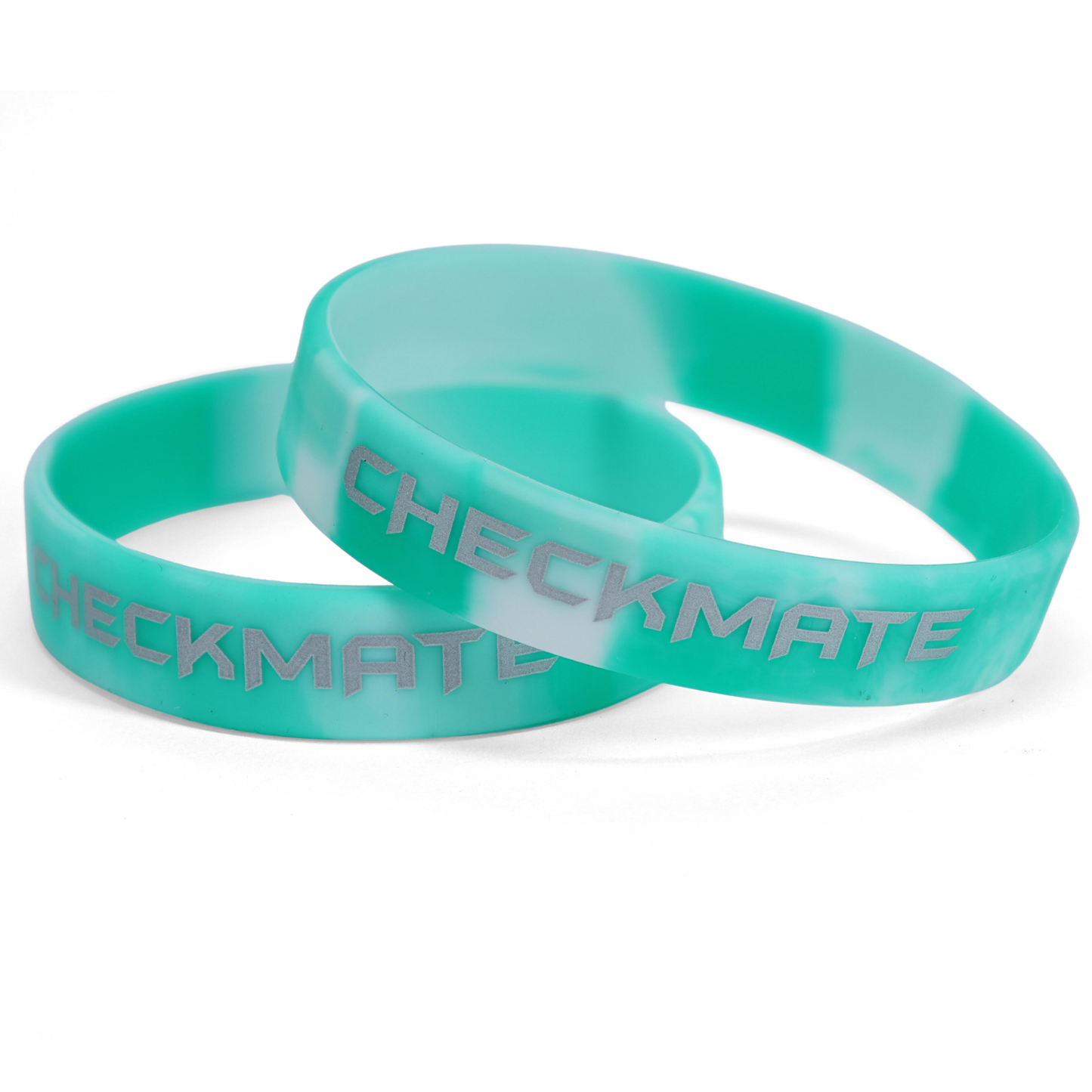 WE Games Silicone Checkmate Wristbands - Bulk Pack of 25 Teal/White