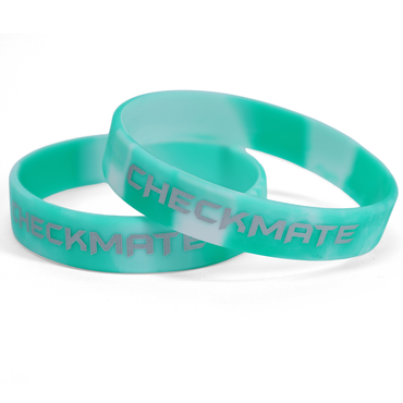WE Games Silicone Checkmate Wristbands - Bulk Pack of 25 Teal/White