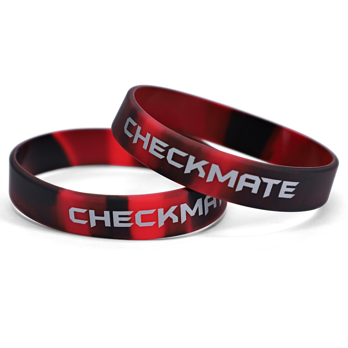 WE Games Silicone Checkmate Wristbands - Bulk Pack of 25 Red/Black Only