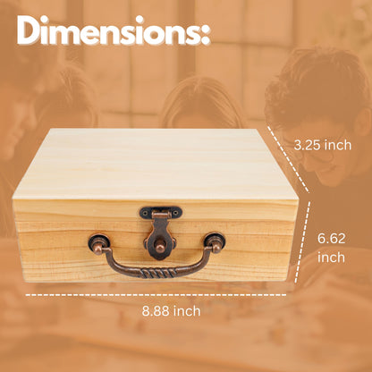 WE Games Double 9 Dominoes with Spinners in Natural Wooden Treasure Box, Ivory Color