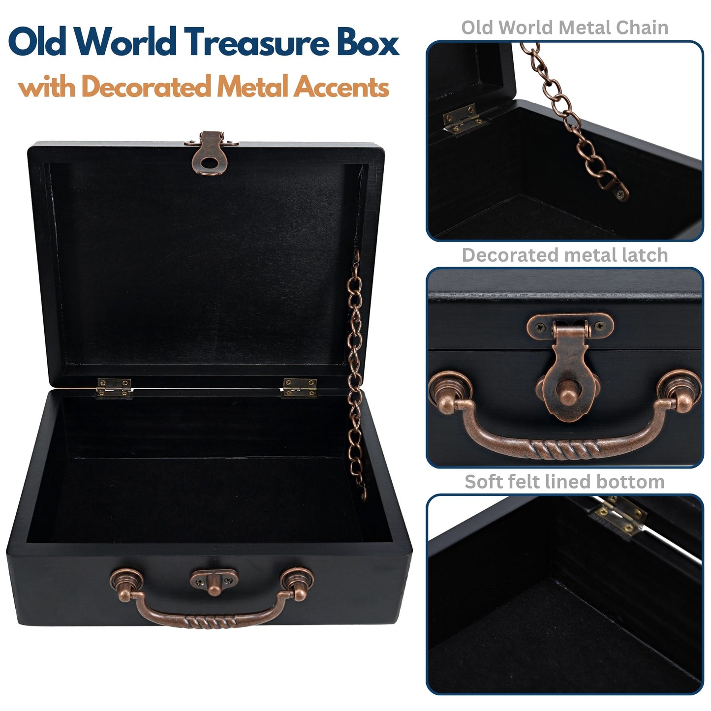 WE Games Wooden Keepsake Stash Box with Old World Handle