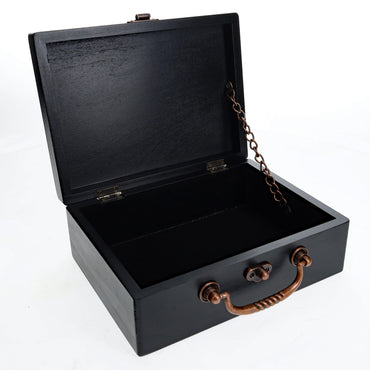 WE Games Wooden Keepsake Stash Box with Old World Handle - Black Stain