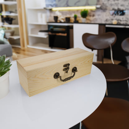 WE Games Wooden Storage Box, Walnut Stained Burnt Wood Finish