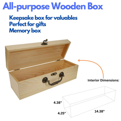 WE Games Wooden Storage Box, Walnut Stained Burnt Wood Finish