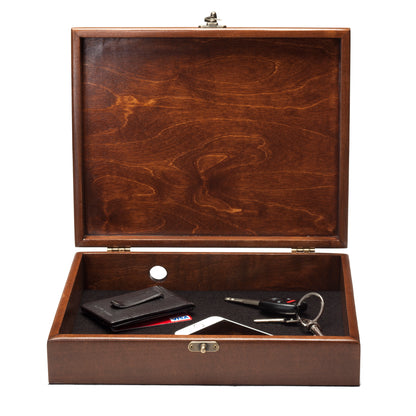 WE Games Wooden Valet Box - Walnut Stain (Made in USA)