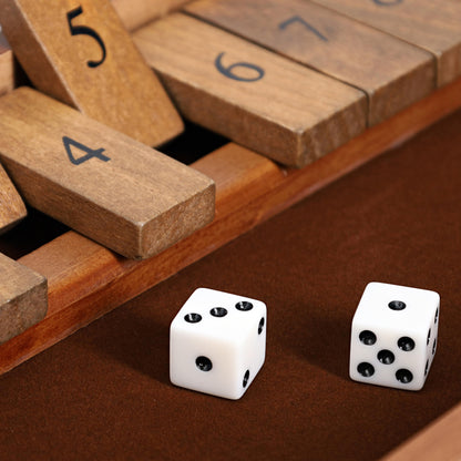 WE Games 9 Number Shut the Box Board Game with Walnut Stained Wood, 11 in.