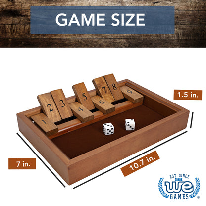 WE Games 9 Number Shut the Box Board Game with Walnut Stained Wood, 11 in.