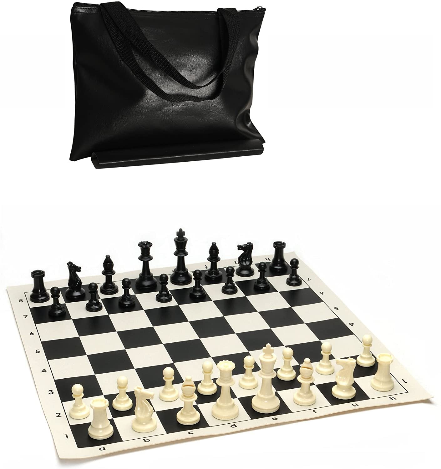 WE Games Tournament Chess Pack, Rollup Board, Tote, Staunton King 3.75 ...