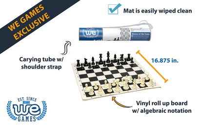 WE Games Travel Chess Set for Adults and Beginners, 17 in. Roll-Up Board