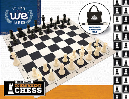 WE Games Best Value Tournament Chess Set - 20 inch Vinyl Chessboard, Staunton Chessmen with 3.75 inch King, Bag and Instruction Manual