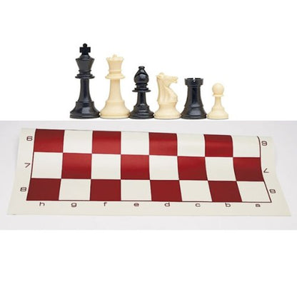 WE Games Best Value Tournament Chess Set - Plastic Staunton Chess Pieces and Roll-Up Vinyl Chess Board