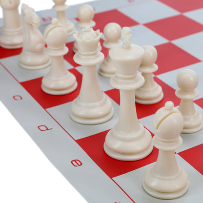 WE Games Best Value Tournament Chess Set - Plastic Staunton Chess Pieces and Roll-Up Vinyl Chess Board