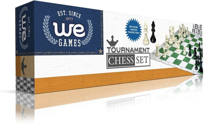 WE Games Tournament Chess Set - Heavy Weighted Chess Pieces with Roll-up Chess Board and Zipper Pouch for Chessmen