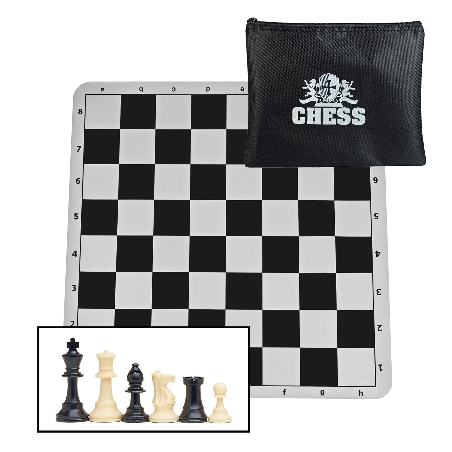 WE Games Ultimate Compact Tournament Chess Set with Silicone Chess Board - Heavy Weighted Pieces