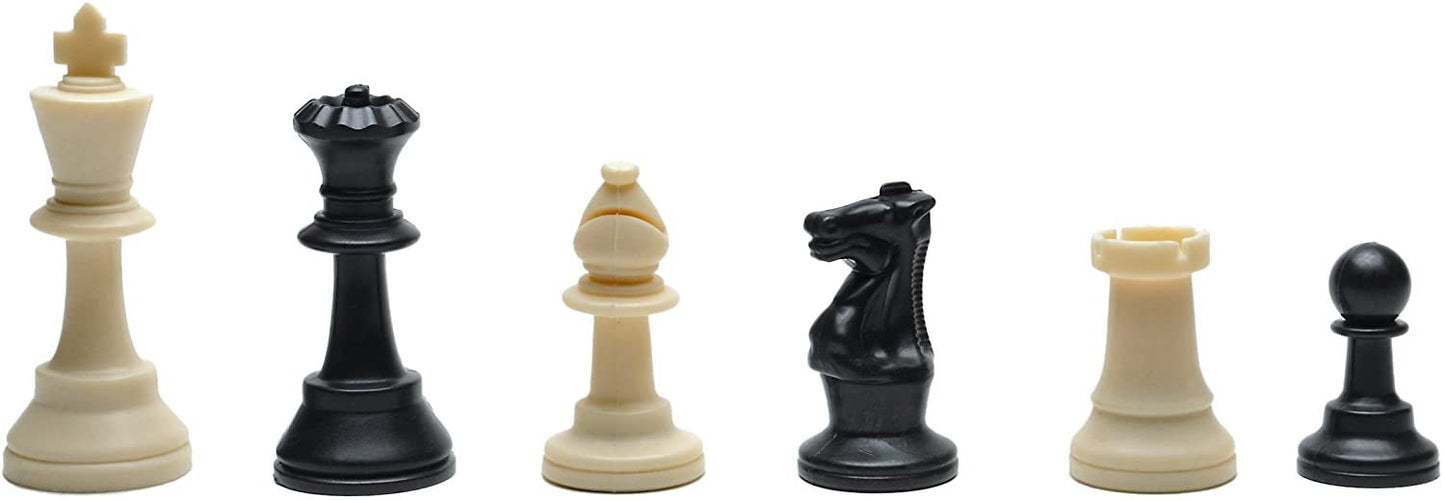 WE Games Weighted Tournament Chess Set, Board, Large Bag, Pieces 3.75 in.