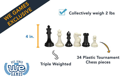 WE Games Ultimate Tournament Chess Set with Vinyl Chess Mat, Canvas Bag & Super Triple Weighted Chessmen with 4" King