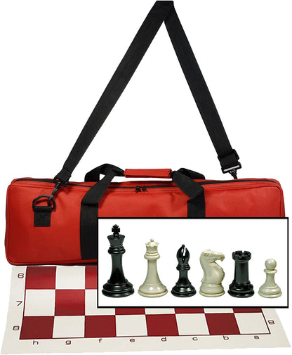 WE Games Ultimate Tournament Chess Set with Vinyl Chess Mat, Canvas Bag & Super Triple Weighted Chessmen with 4" King