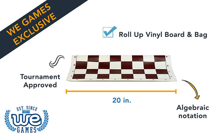 WE Games Ultimate Tournament Chess Set with Vinyl Chess Mat, Canvas Bag & Super Triple Weighted Chessmen with 4" King