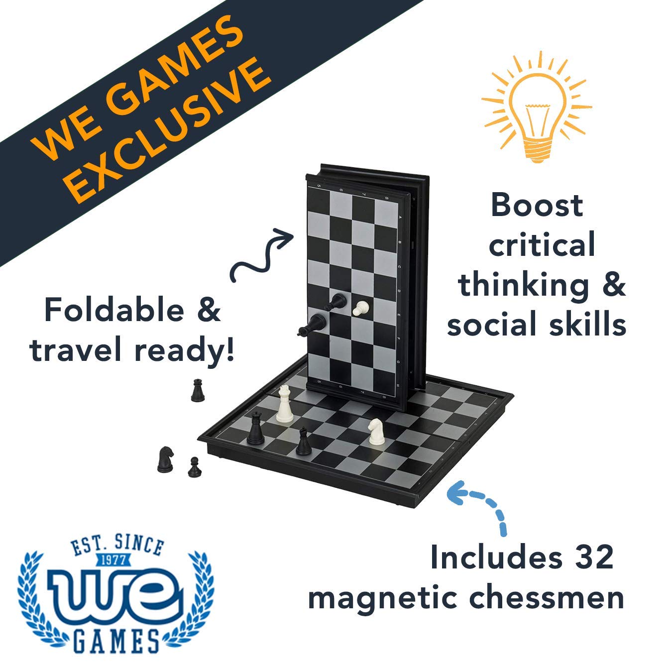 WE Games Travel Magnetic Folding Chess Set