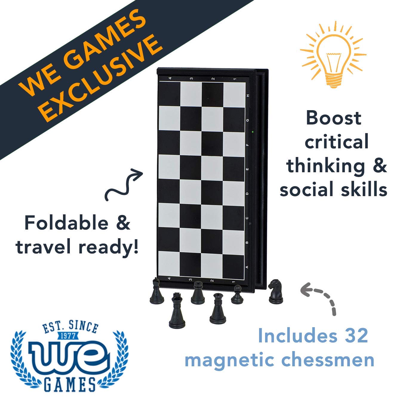 WE Games Travel Magnetic Folding Chess Set