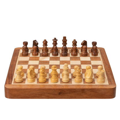 WE Games Travel Magnetic Wood Folding Chess Set, 7 inches
