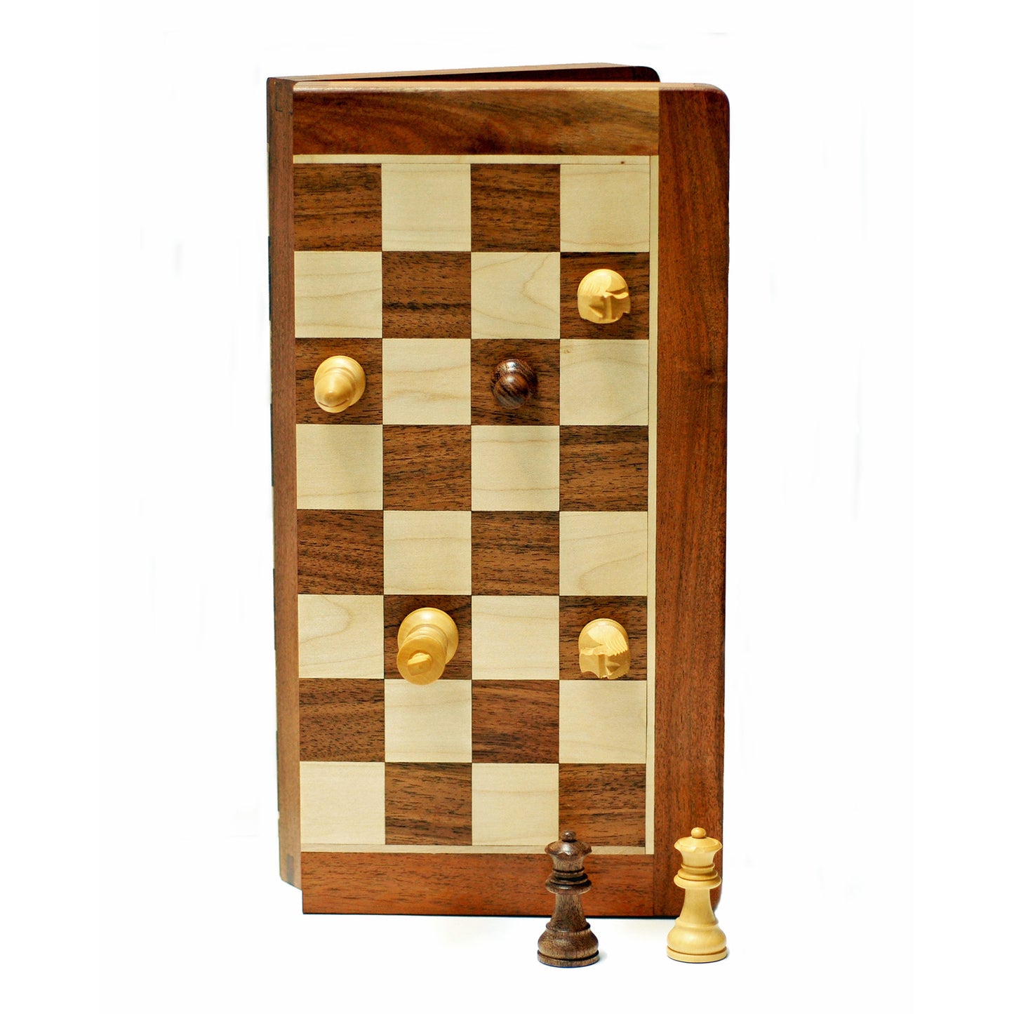 WE Games Travel Magnetic Wood Folding Chess Set, 7 inches