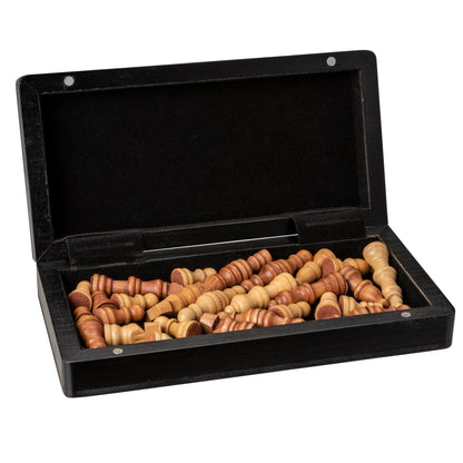 Magnetic Folding Walnut Stained Wood Chess Set - 8 in.