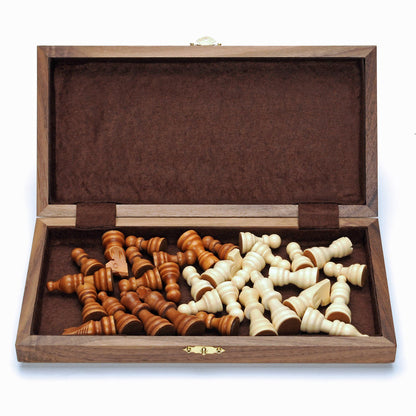 WE Games Magnetic Folding Walnut Wood Travel Chess Set - 11 in.