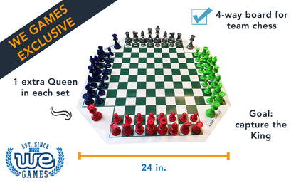 WE Games 4 Way Chess Set, 3.75 in. Kings