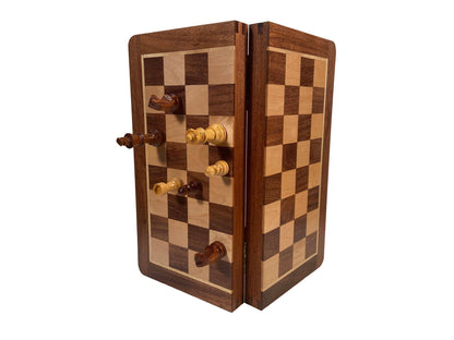 WE Games Travel Magnetic Wood Folding Chess Set, 12 inches