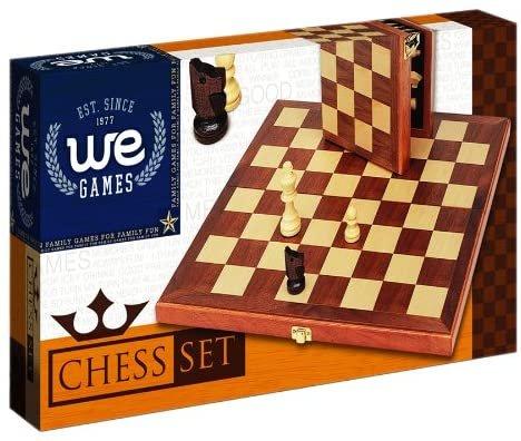 WE Games Folding Wood Travel Chess Set - 11.5 in. Board, 2.6 in. King