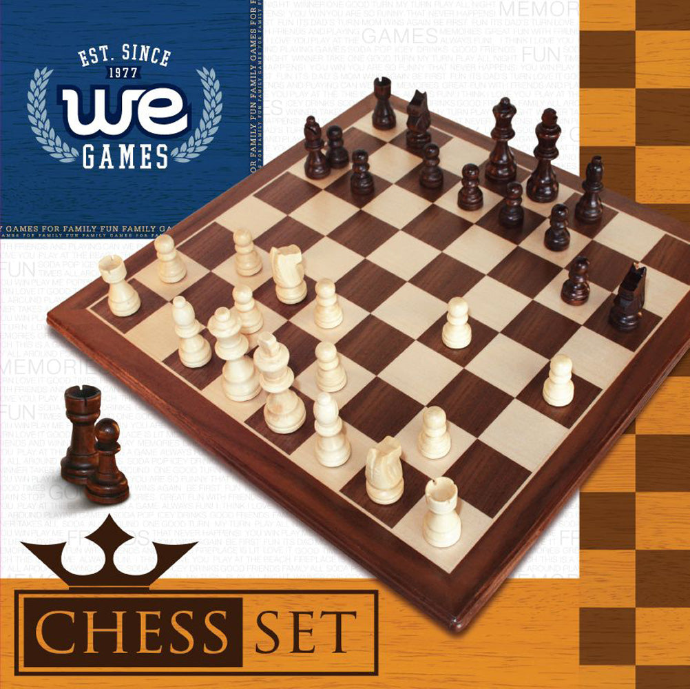 WE Games Classic Staunton Wood Chess Set - 12 in. Board, 2.75 in. King