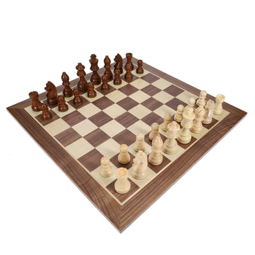 WE Games French Staunton Chess Set - Weighted Pieces & Walnut Wood Board 14.75 in.