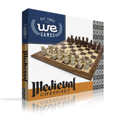 WE Games Medieval Themed Chess Set - 15 in. Wood Board, 2.185 in. King