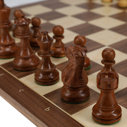 WE Games Weighted English Staunton Chess Set, Walnut Sycamore Board 19.75 in., 3.5 in. King