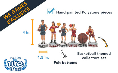 WE Games Basketball Chess Pieces, Handpainted Polystone